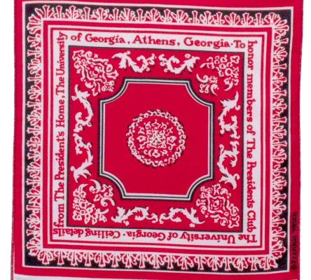 Photograph of University of Georgia scarf for the President's club designed by Frankie Welch