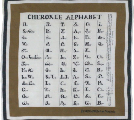 Frankie Welch Cherokee Alphabet scarf, 1967, silk